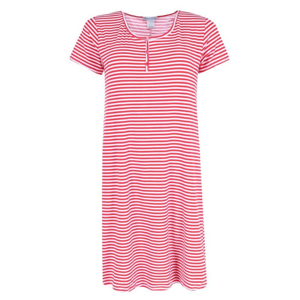 Elegant Emily Women's Striped Henley Nightgown